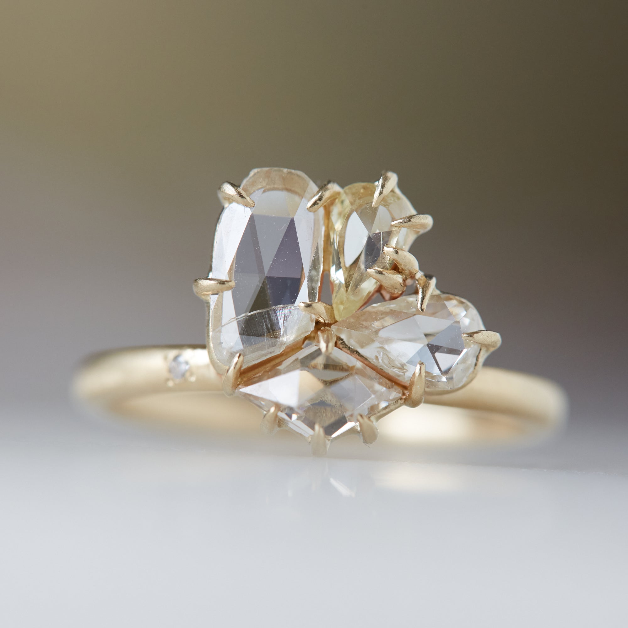 Mosaic rose cut diamond vanity ring by Hannah Blount