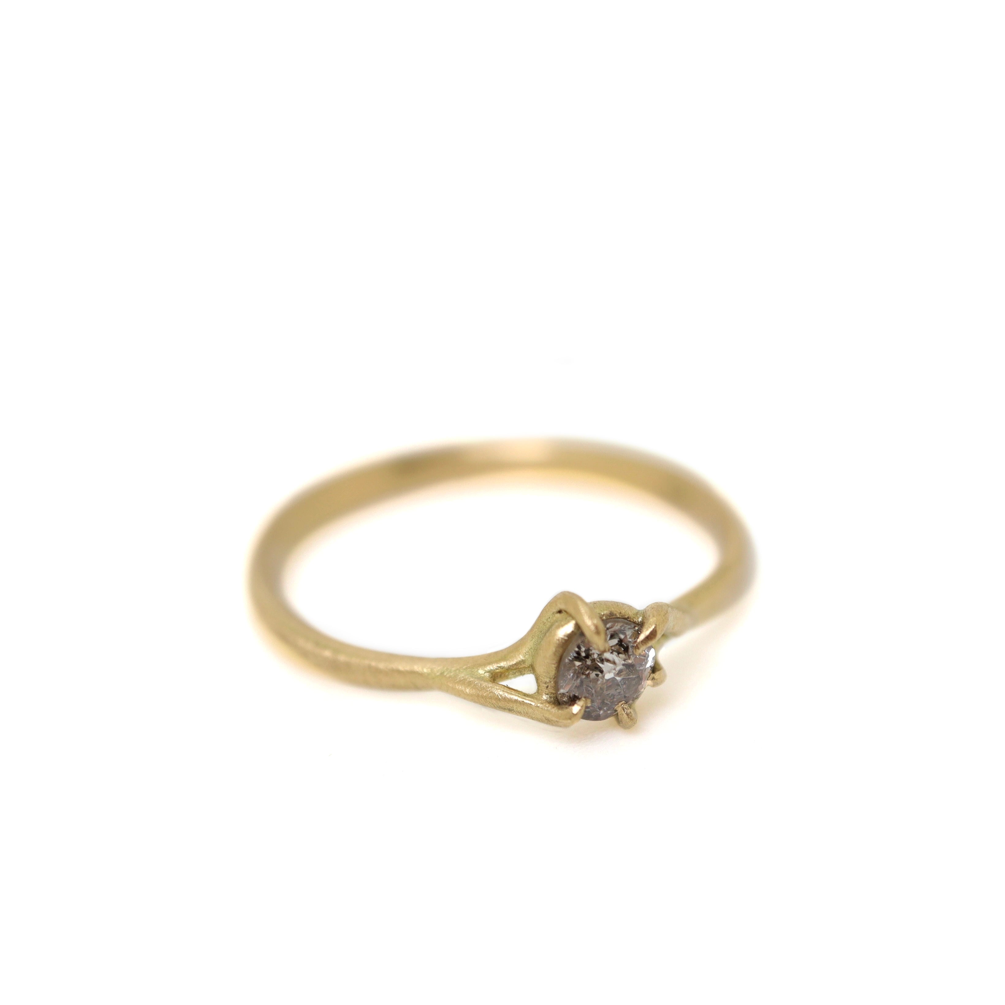 Diamond gold branch ring handmade by Hannah Blount