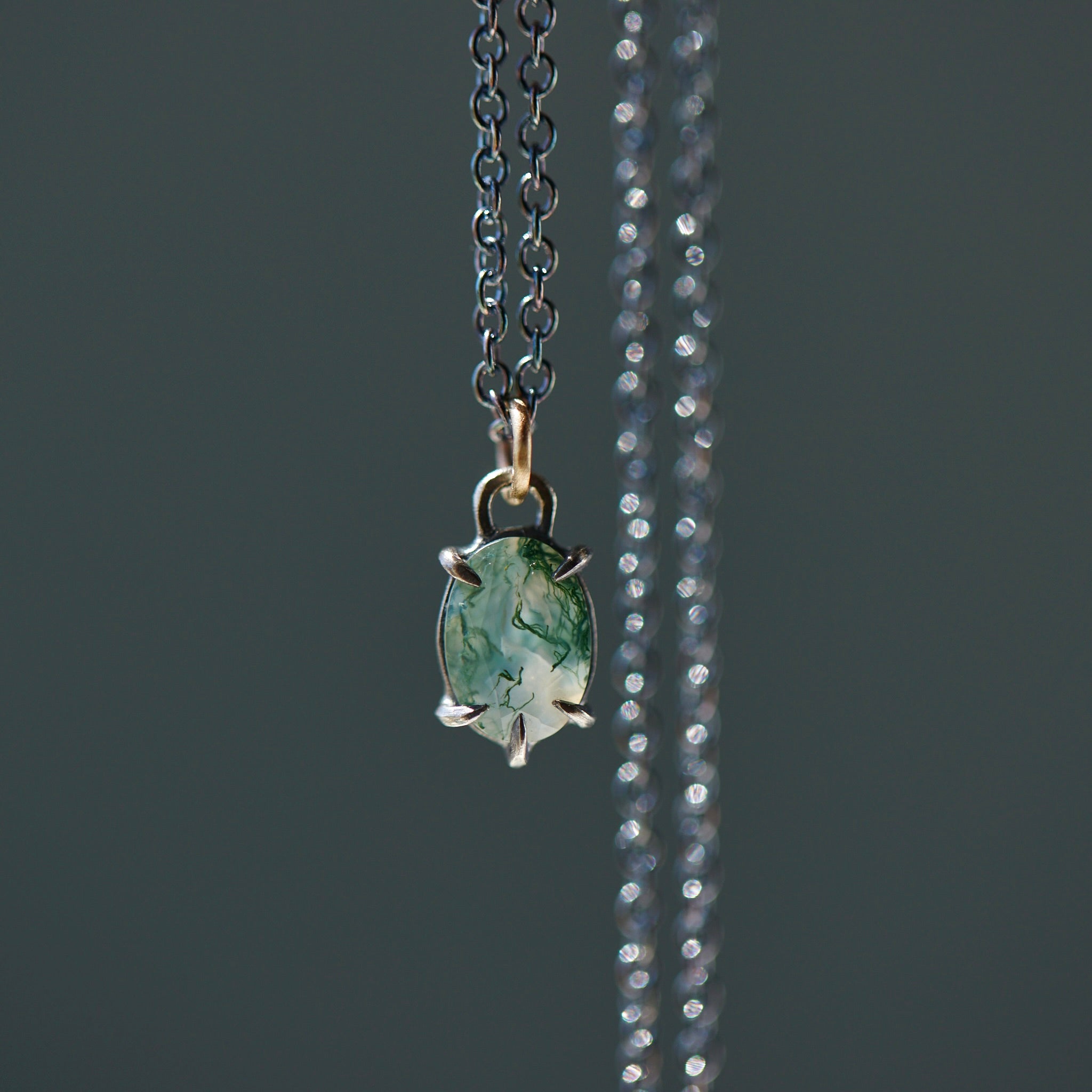 Mist + Moss Agate Vanity Necklace