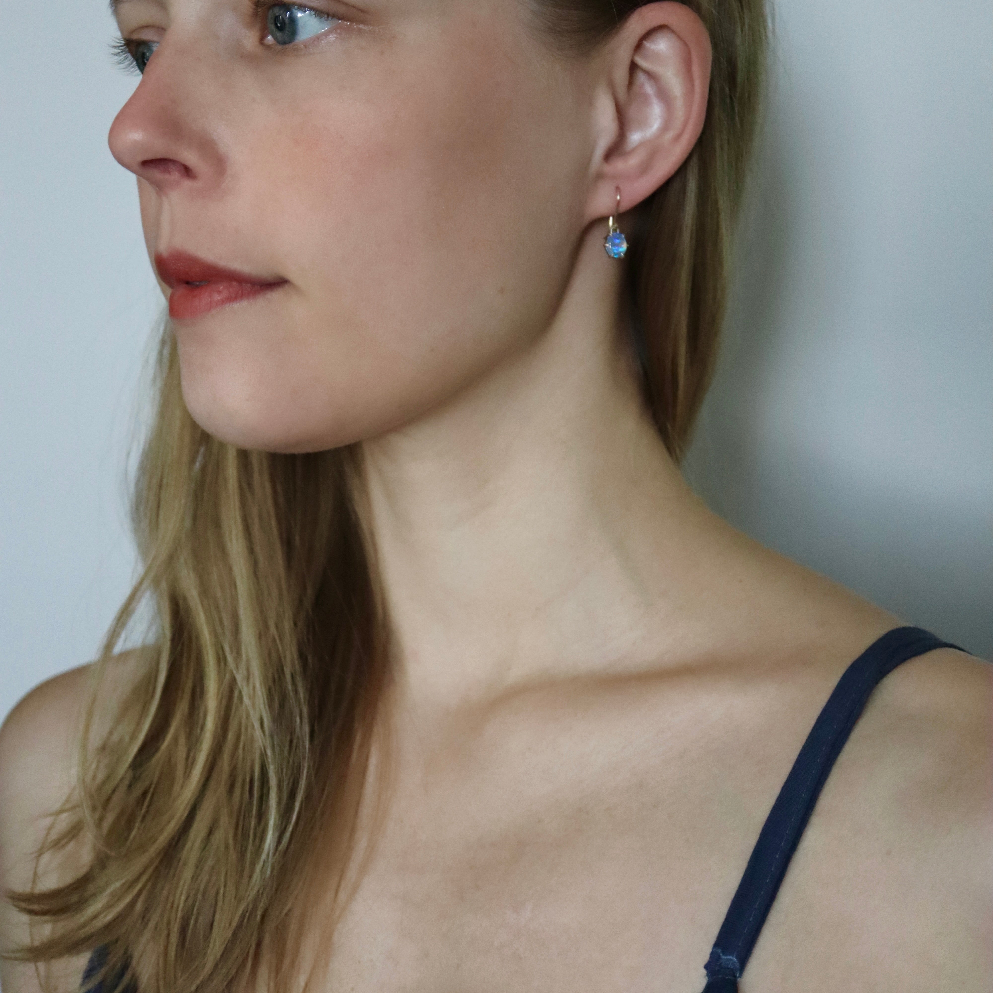 Opal gold earrings by Hannah Blount
