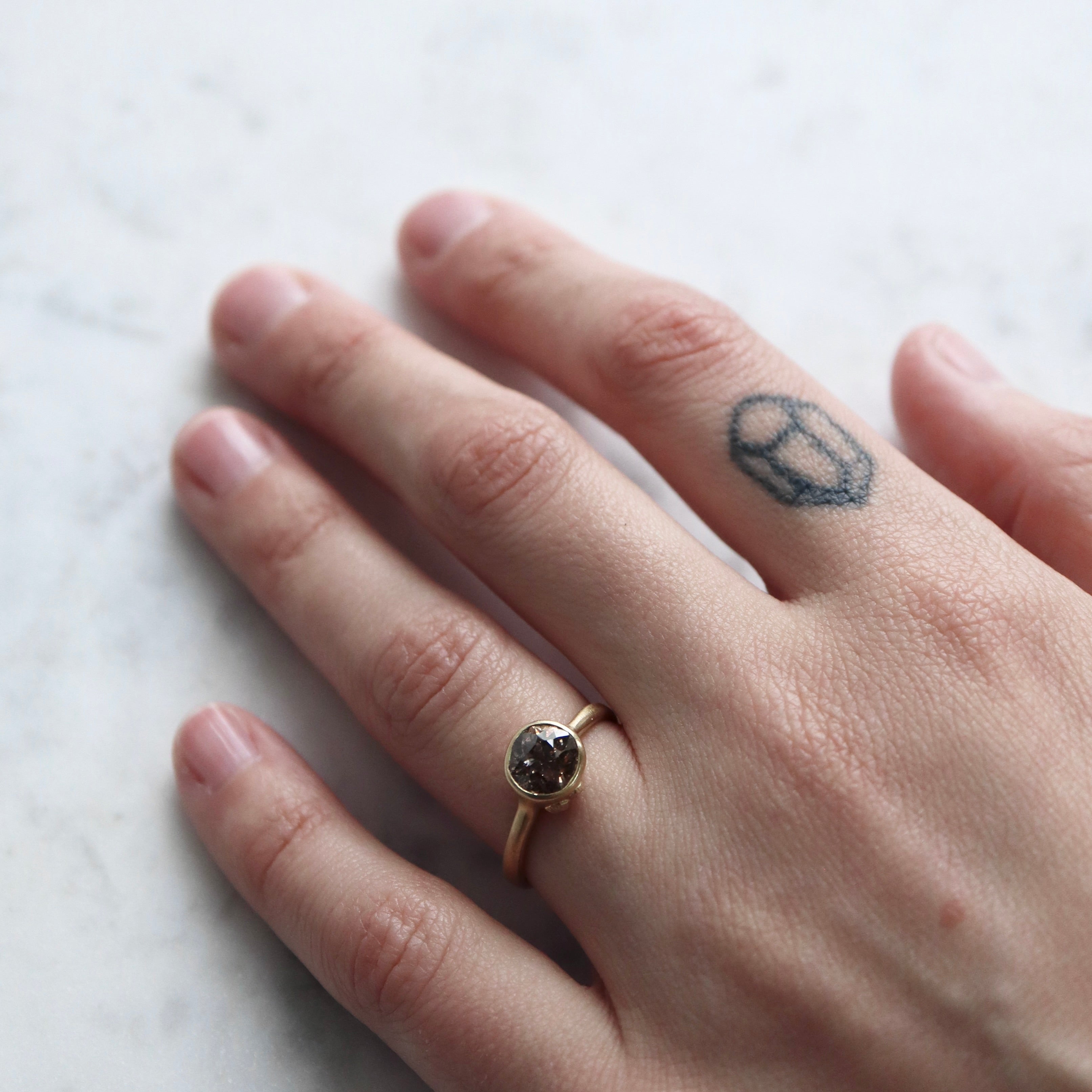 Algal Bloom Diamond Ruthie B. Ring with Barnacles