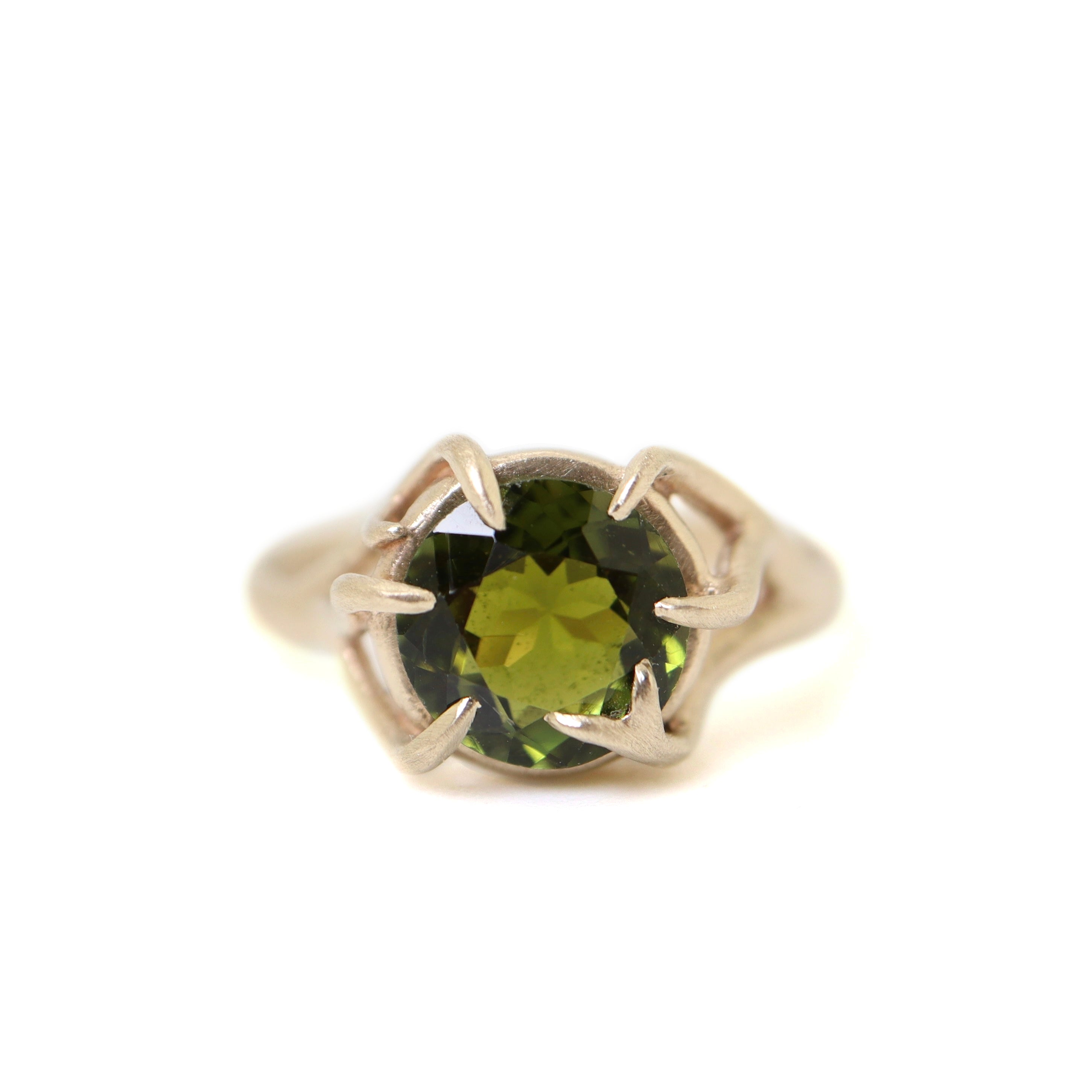 Green tourmaline branch ring