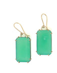 green chrysoprase earrings with gold prongs by hannah blount