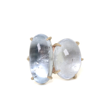 double blue stone ring set in gold by hannah blount