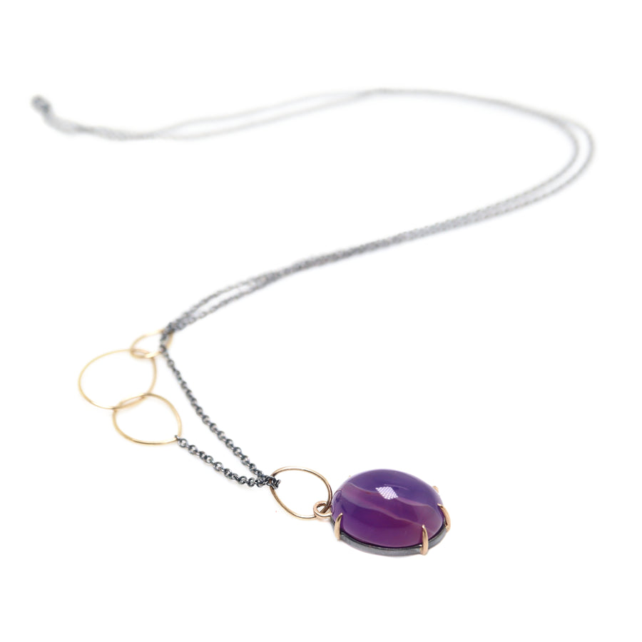purple chalcedony necklace with gold prongs by hannah blount