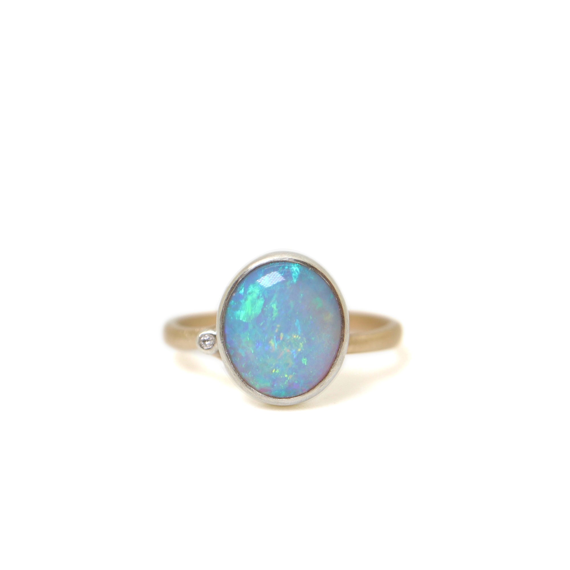 Opal branch waiting ring with diamond by Hannah Blount