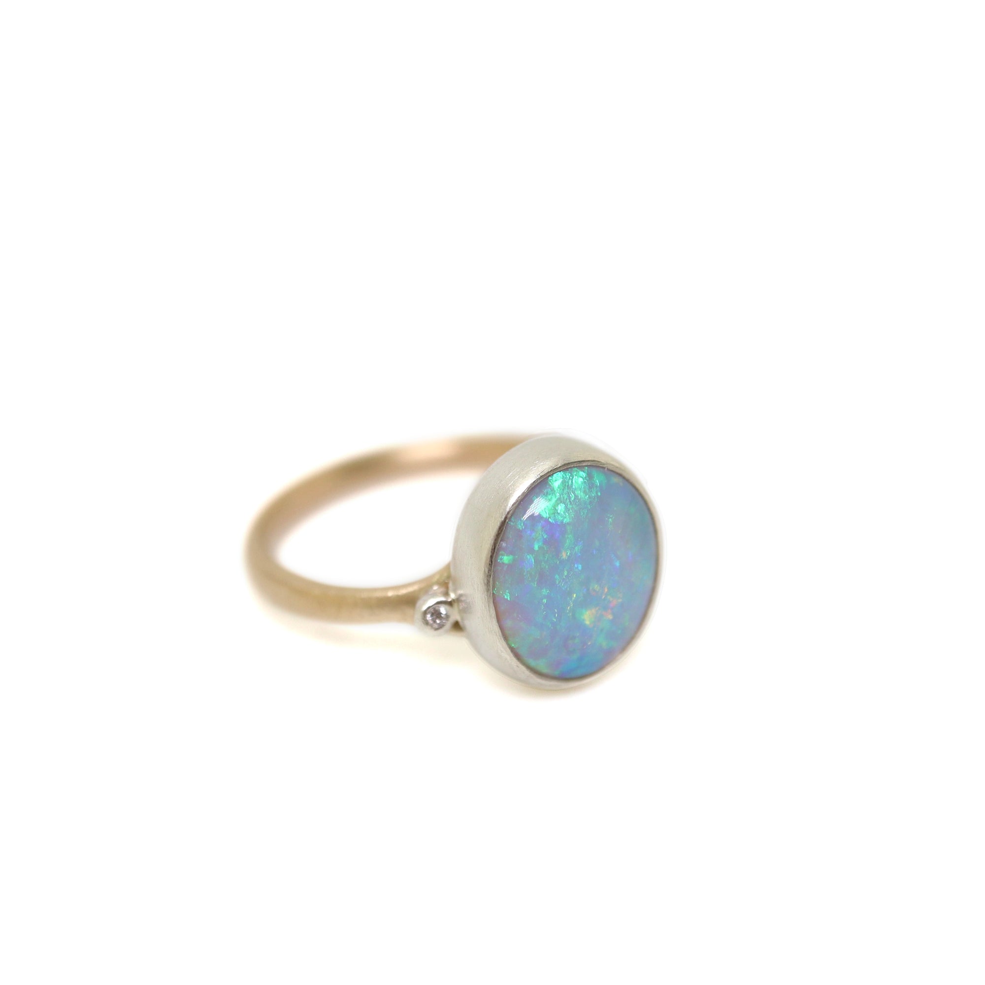 Opal branch waiting ring with diamond by Hannah Blount