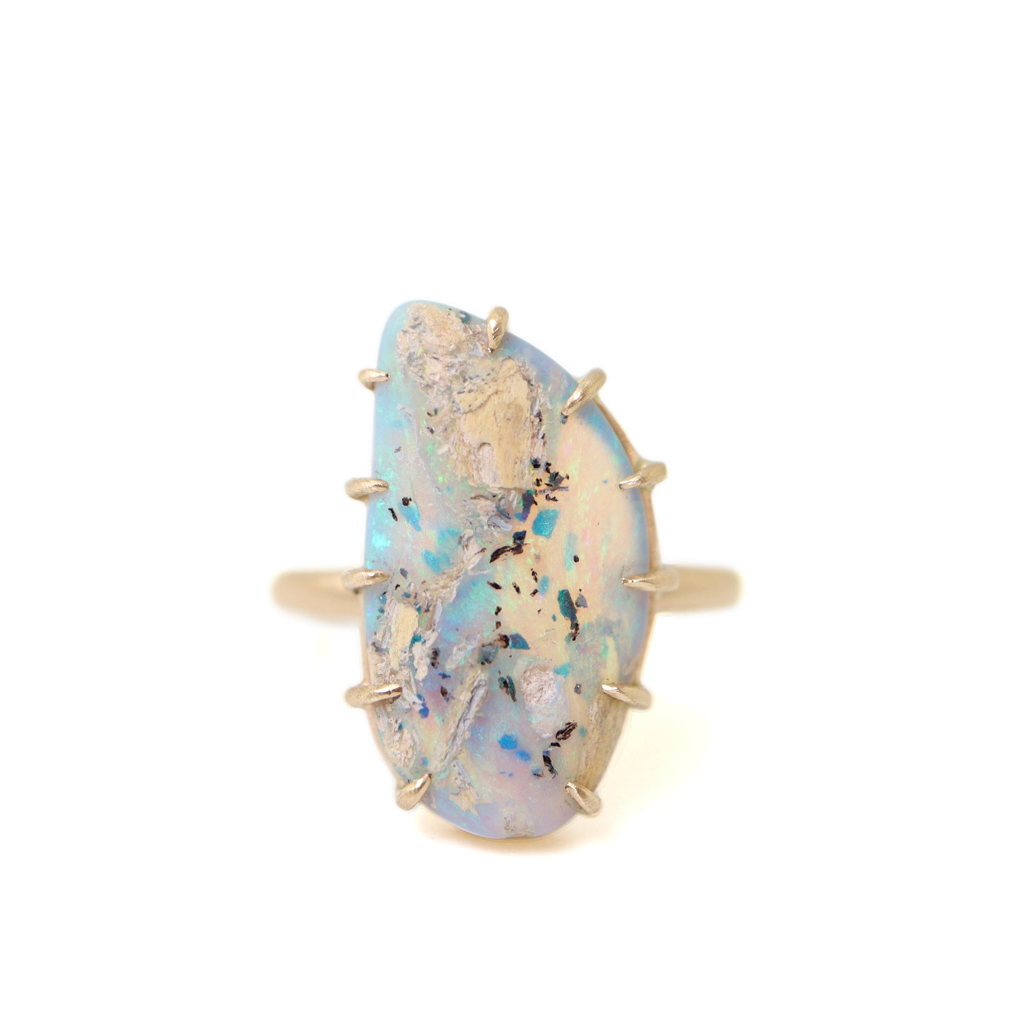 Raw opal vanity gold ring by Hannah Blount
