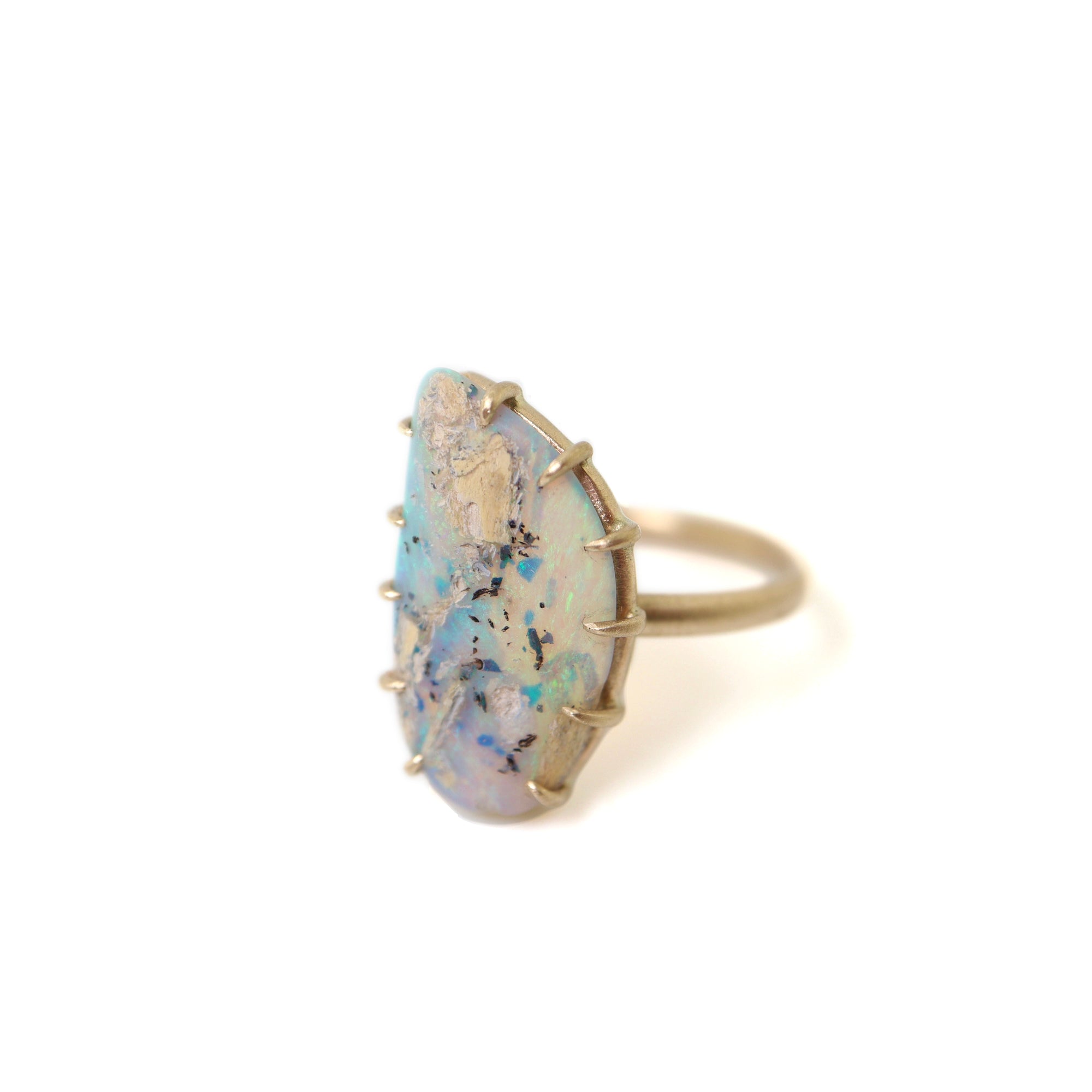Raw opal vanity gold ring by Hannah Blount