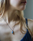 Raw Opal Oxidized Silver Cameo Necklace with Diamond by Hannah Blount