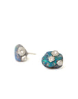 Raw opal studs with silver barnacles by Hannah Blount
