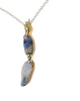 Double raw opal cameo necklace with crescent moon by Hannah Blount