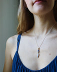 Double raw opal cameo necklace with crescent moon by Hannah Blount