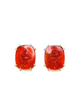 Carved carnelian serpent studs by Hannah Blount