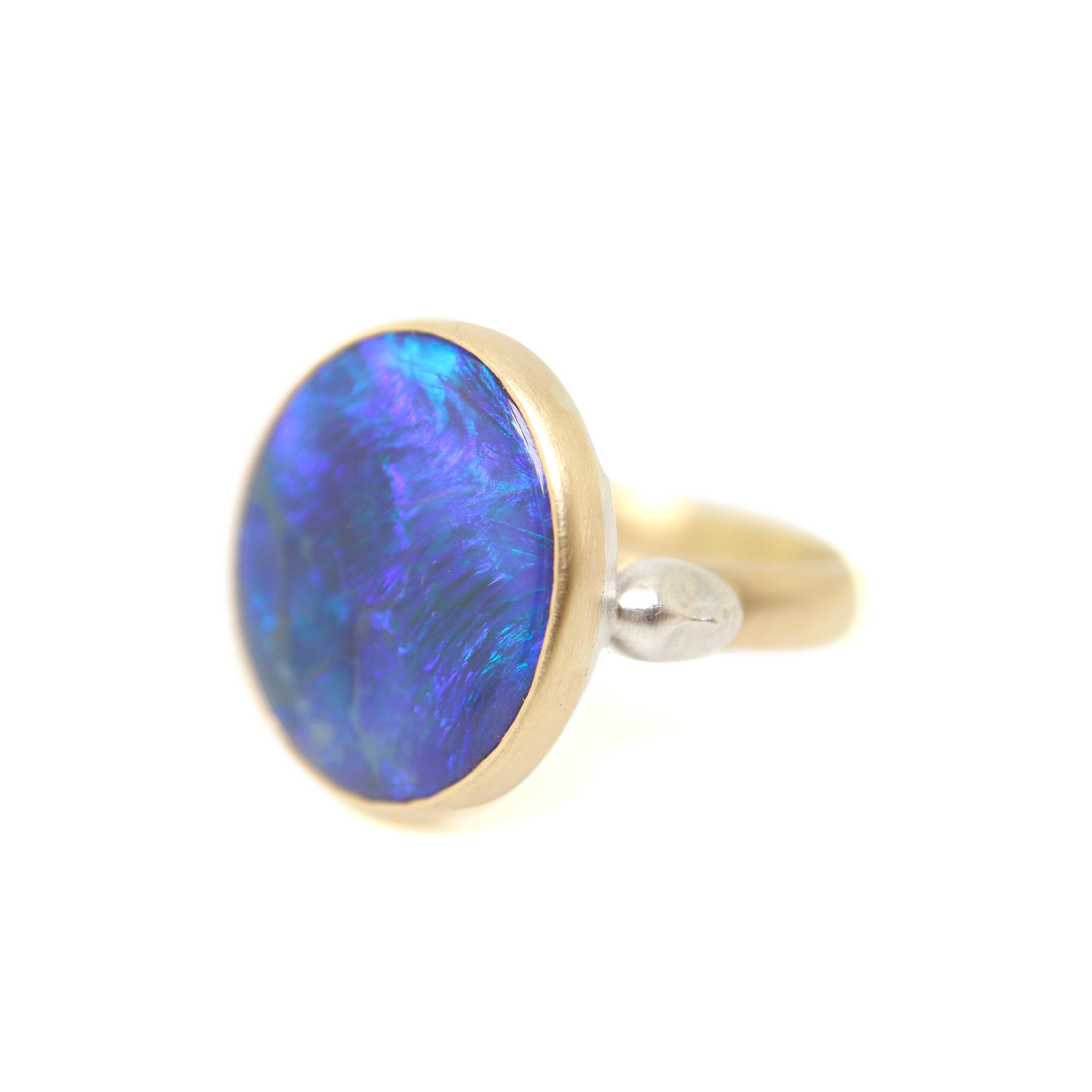Lightning ridge opal cameo ring by Hannah Blount
