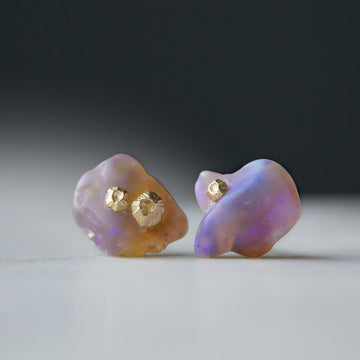 Raw opal studs with barnacles by Hannah Blount