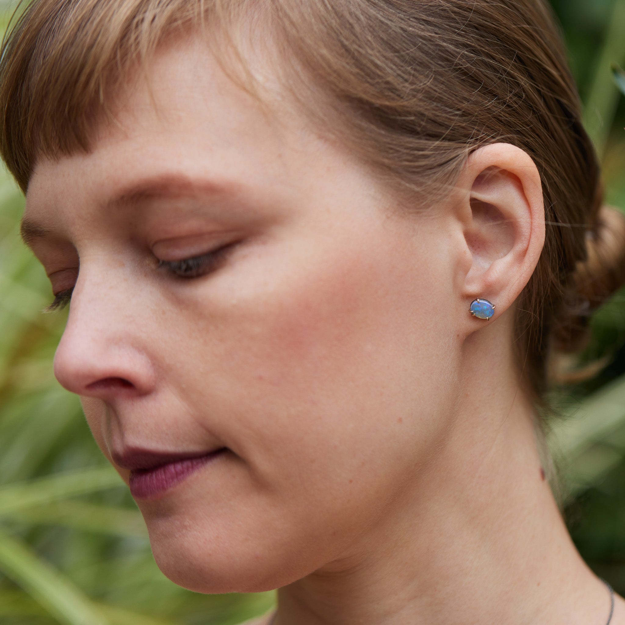 Coober Pedy opal studs by Hannah Blount Jewelry