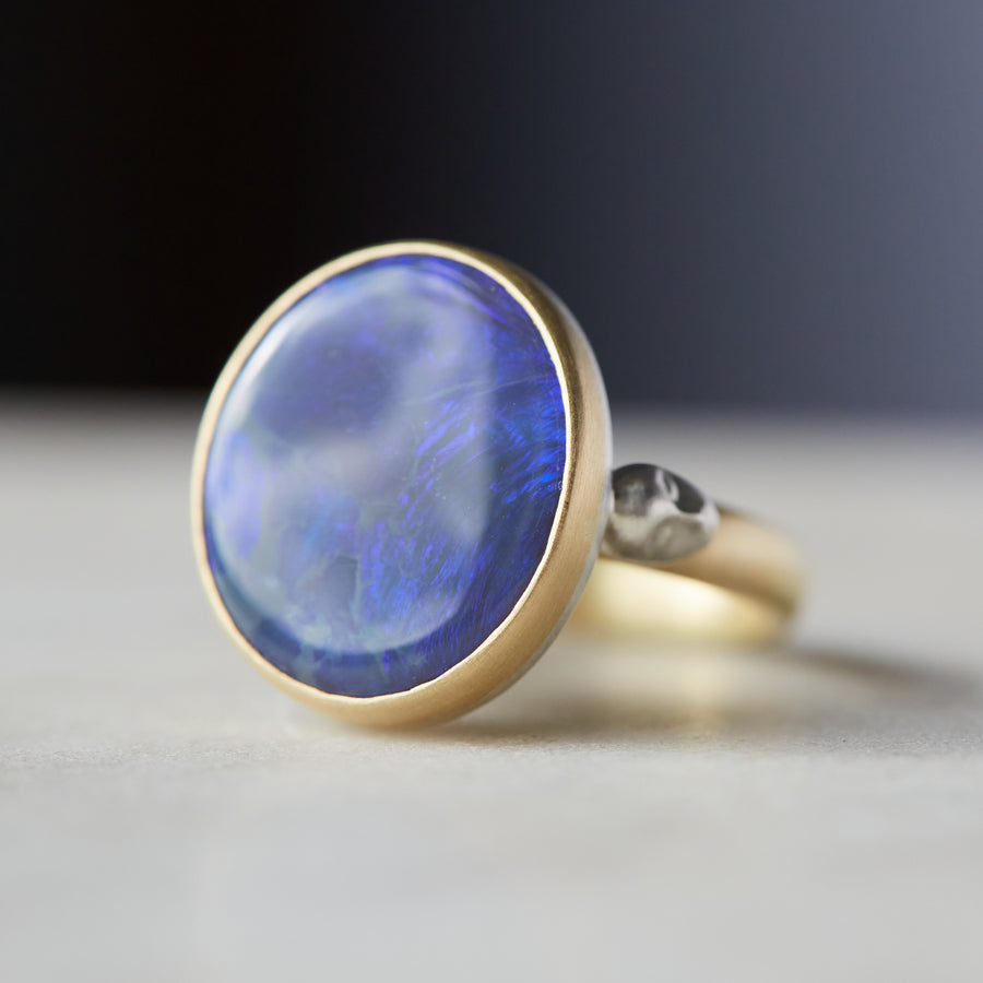 Lightning ridge opal cameo ring by Hannah Blount