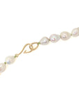 Baroque white freshwater pearl Ruthie B. necklace with aloe-hued silk and gold clasp by Hannah Blount