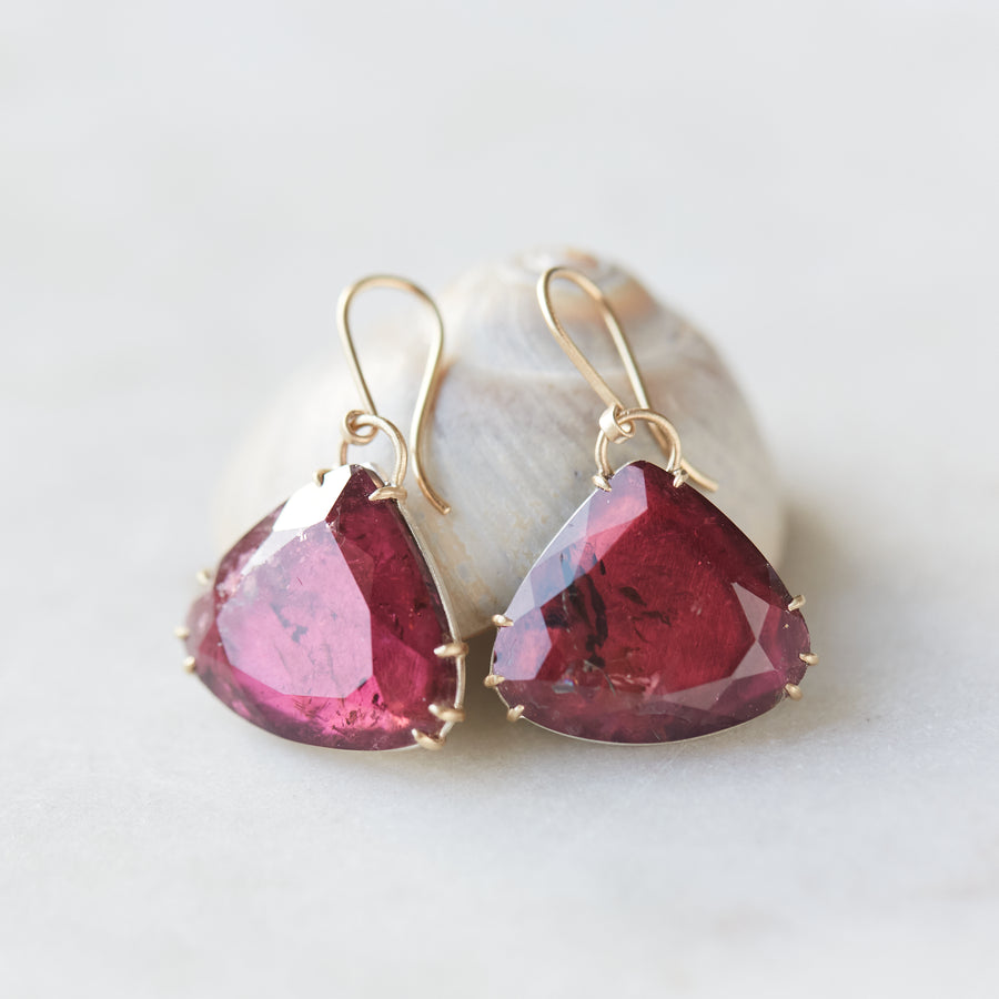 Red tourmaline vanity earrings by Hannah Blount