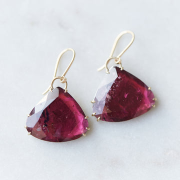 Red tourmaline vanity earrings by Hannah Blount