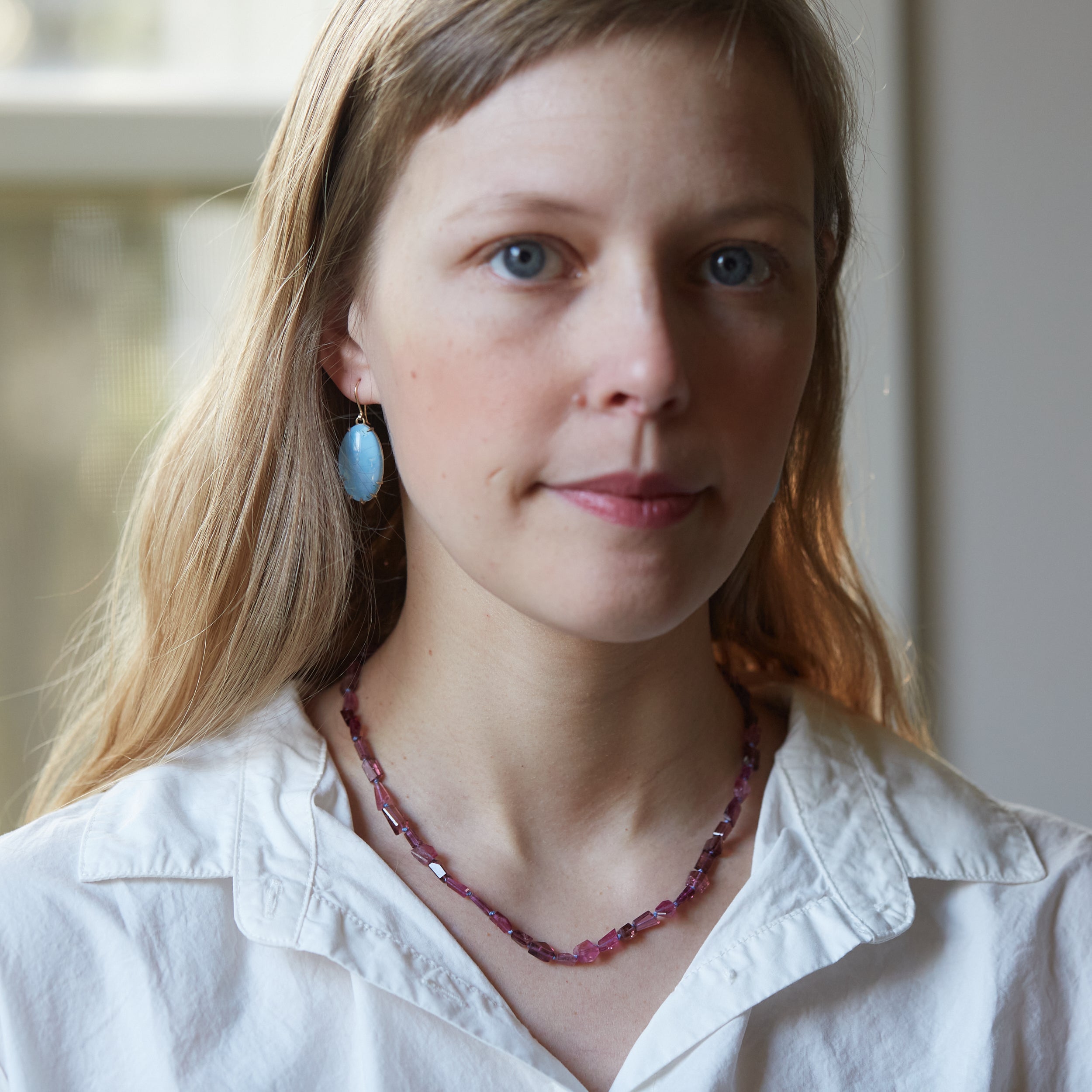 Pink tourmaline strand necklace by Hannah Blount