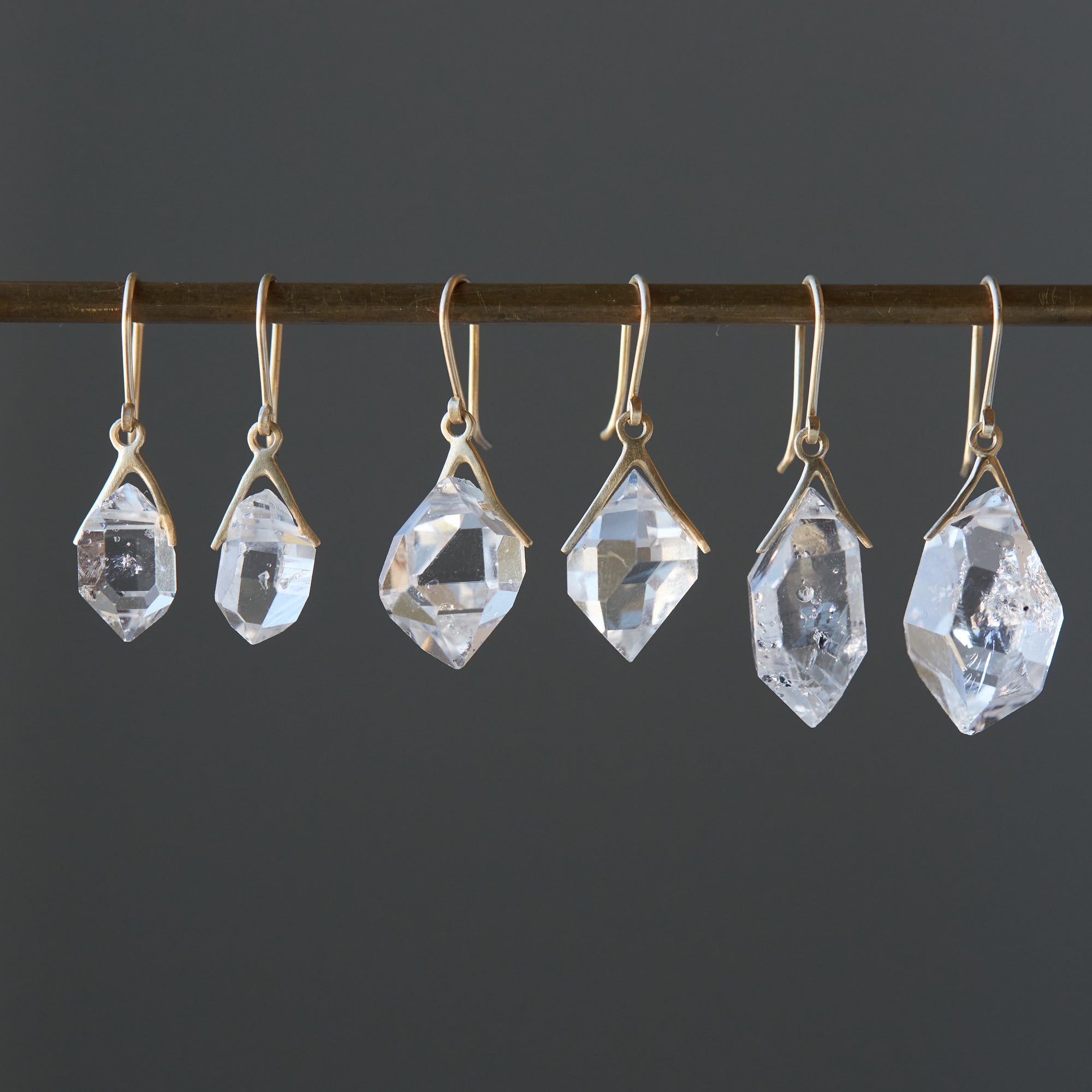 Herkimer drop earrings in 14k gold by Hannah Blount