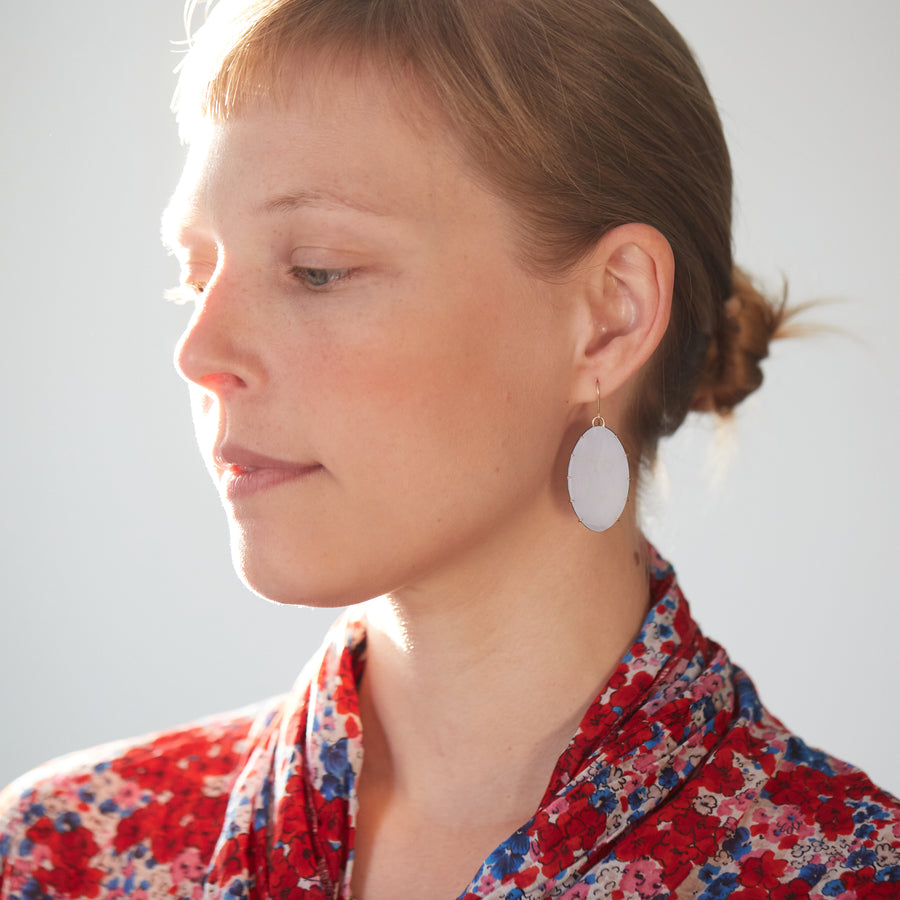 Lavender chalcedony vanity earrings by Hannah Blount