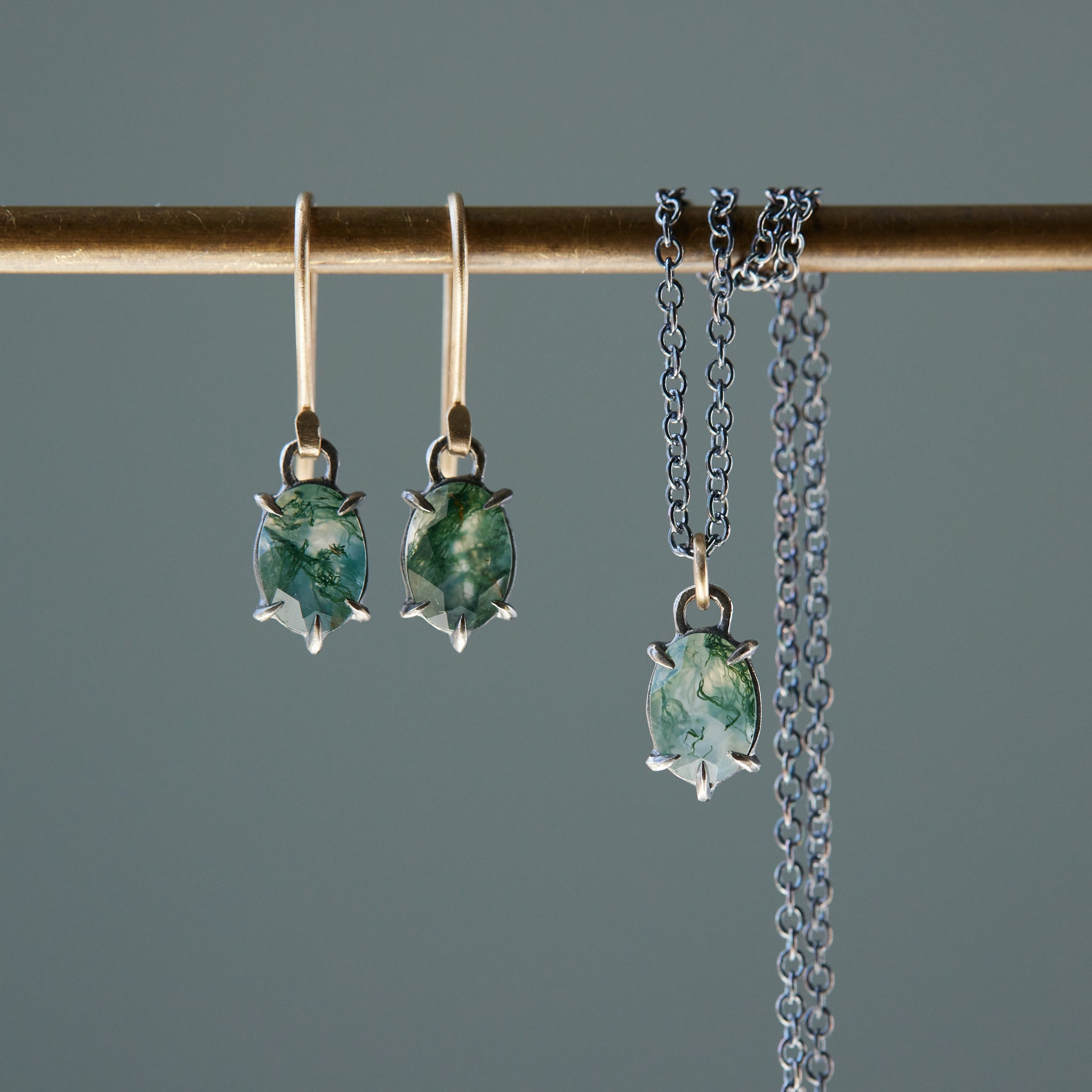 Mist + Moss Agate Vanity Necklace