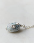 Indian opal Ruthie B. necklace with silver barnacles and chain by Hannah Blount