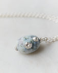 Indian opal Ruthie B. necklace with silver barnacles and chain by Hannah Blount