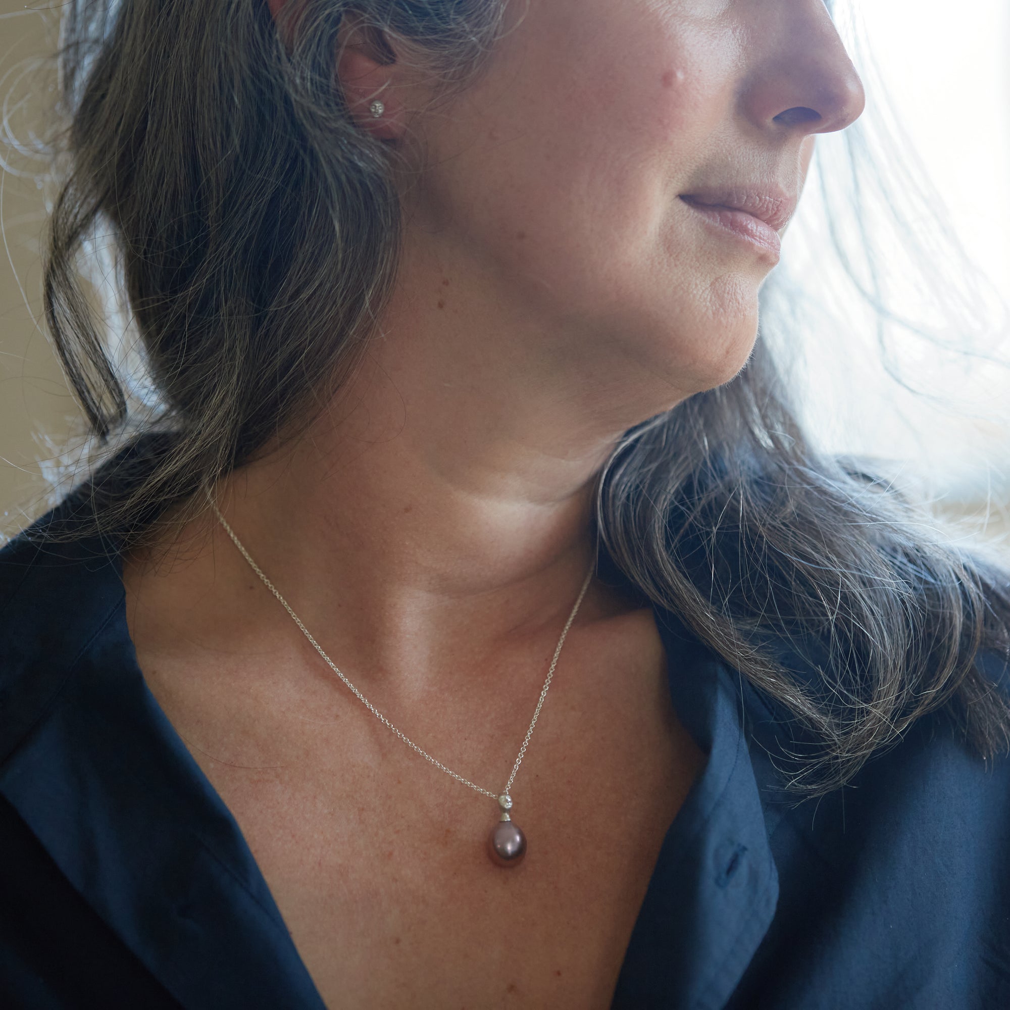 Pearl figurehead cameo necklace by Hannah Blount