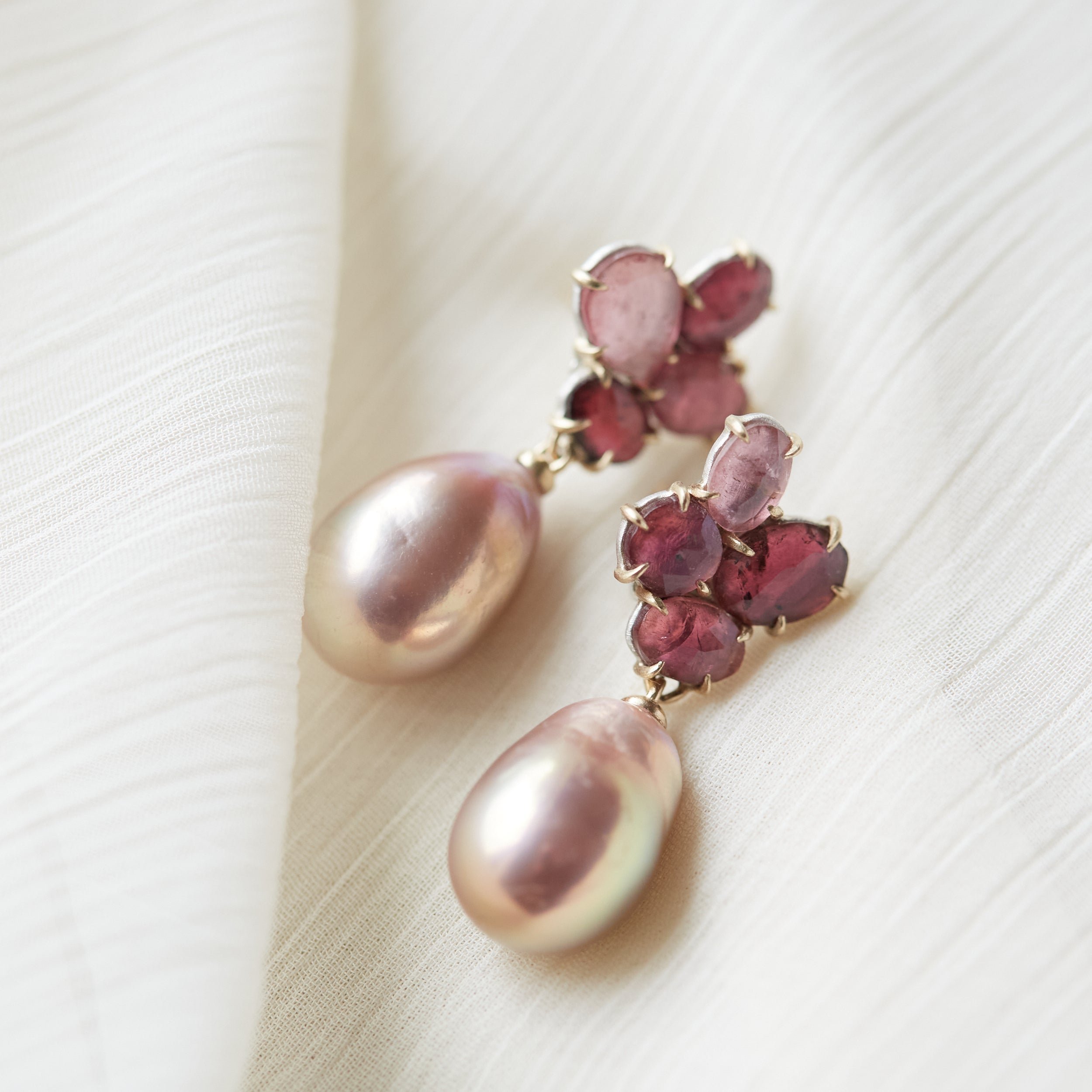 Pearl + Tourmaline Mosaic Vanity Earrings