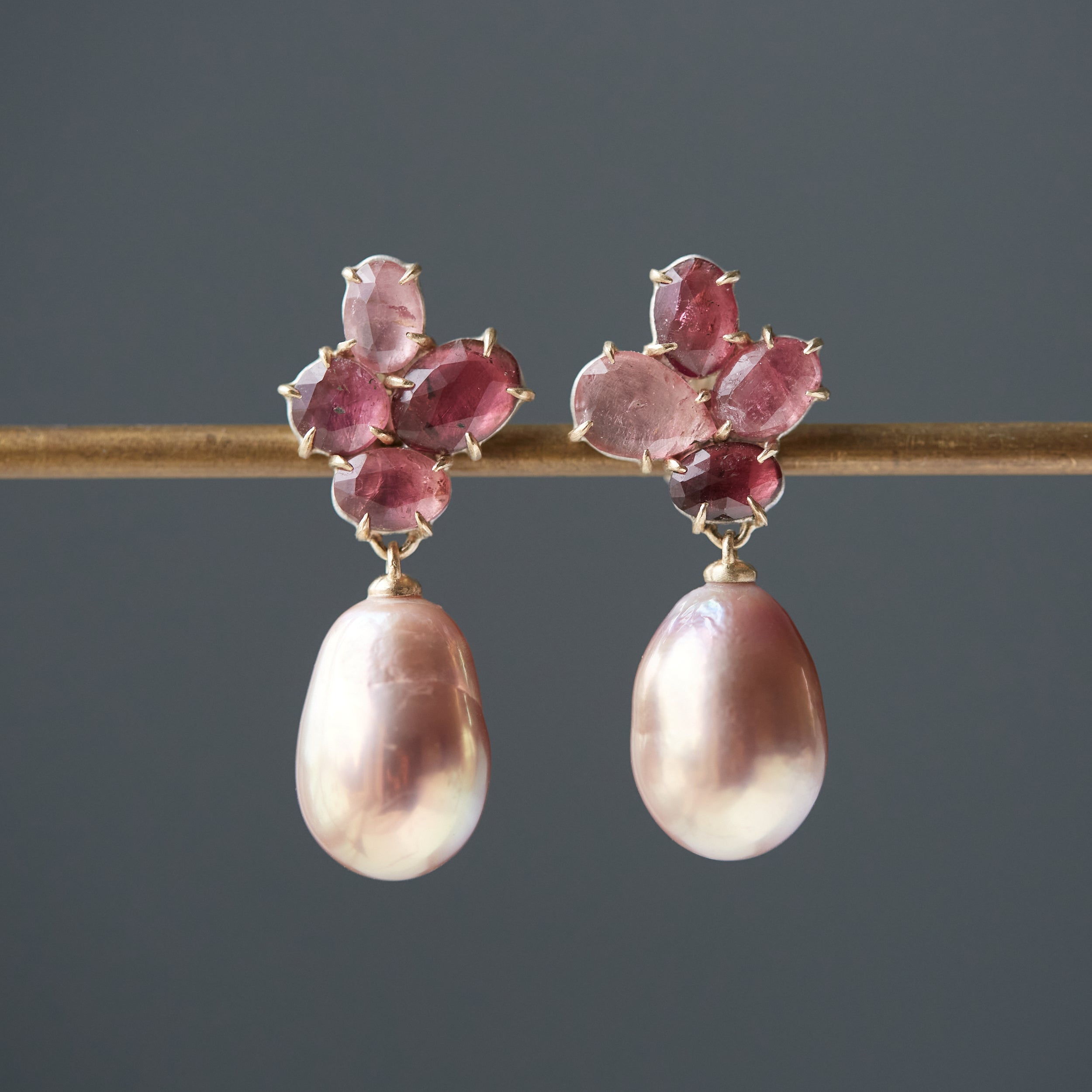 Pearl + Tourmaline Mosaic Vanity Earrings