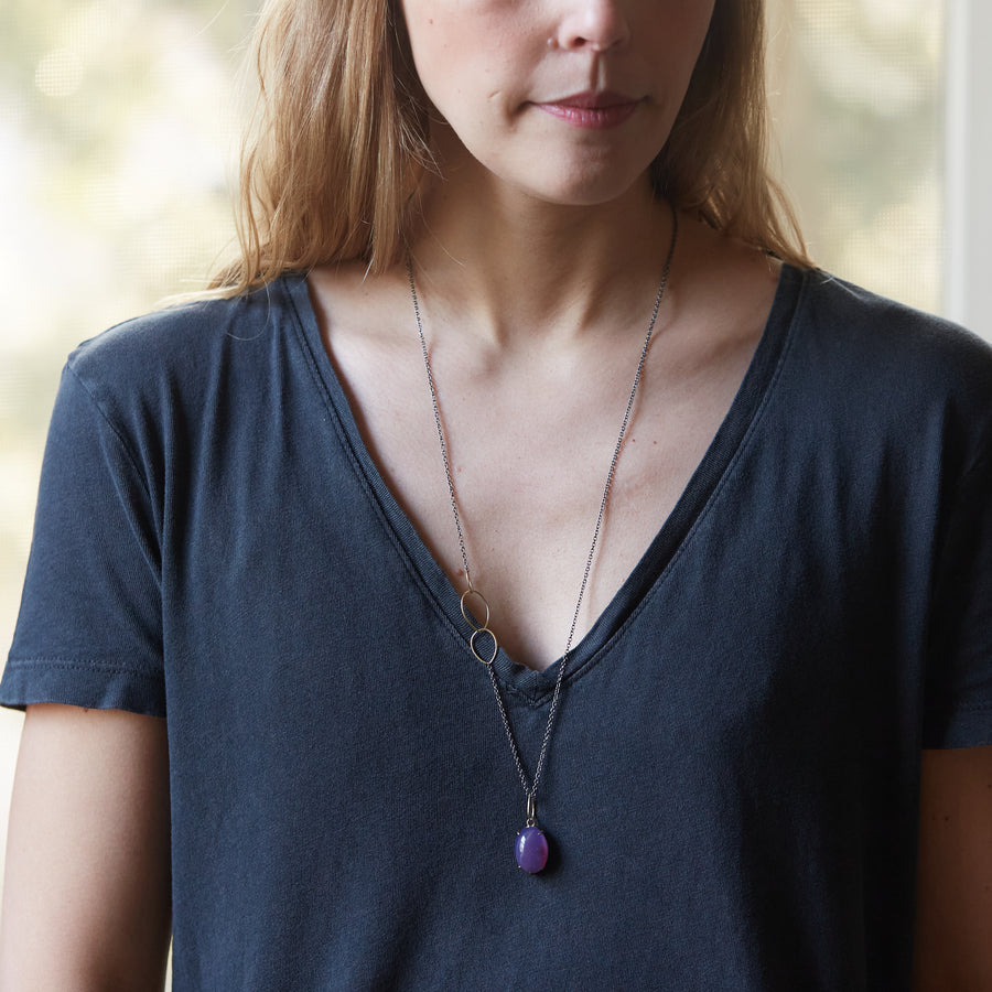 Purple chalcedony vanity necklace by Hannah Blount