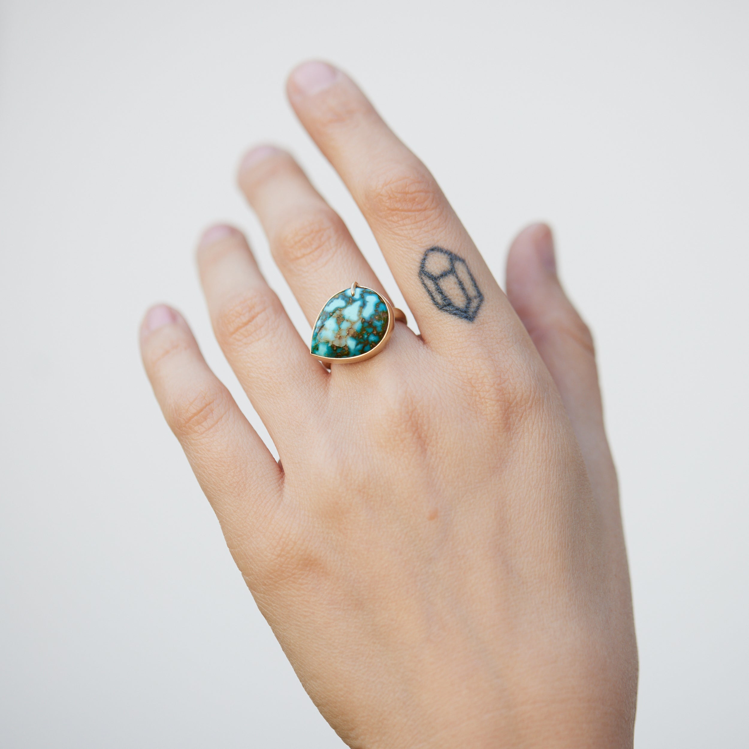 Turquoise gold vanity ring