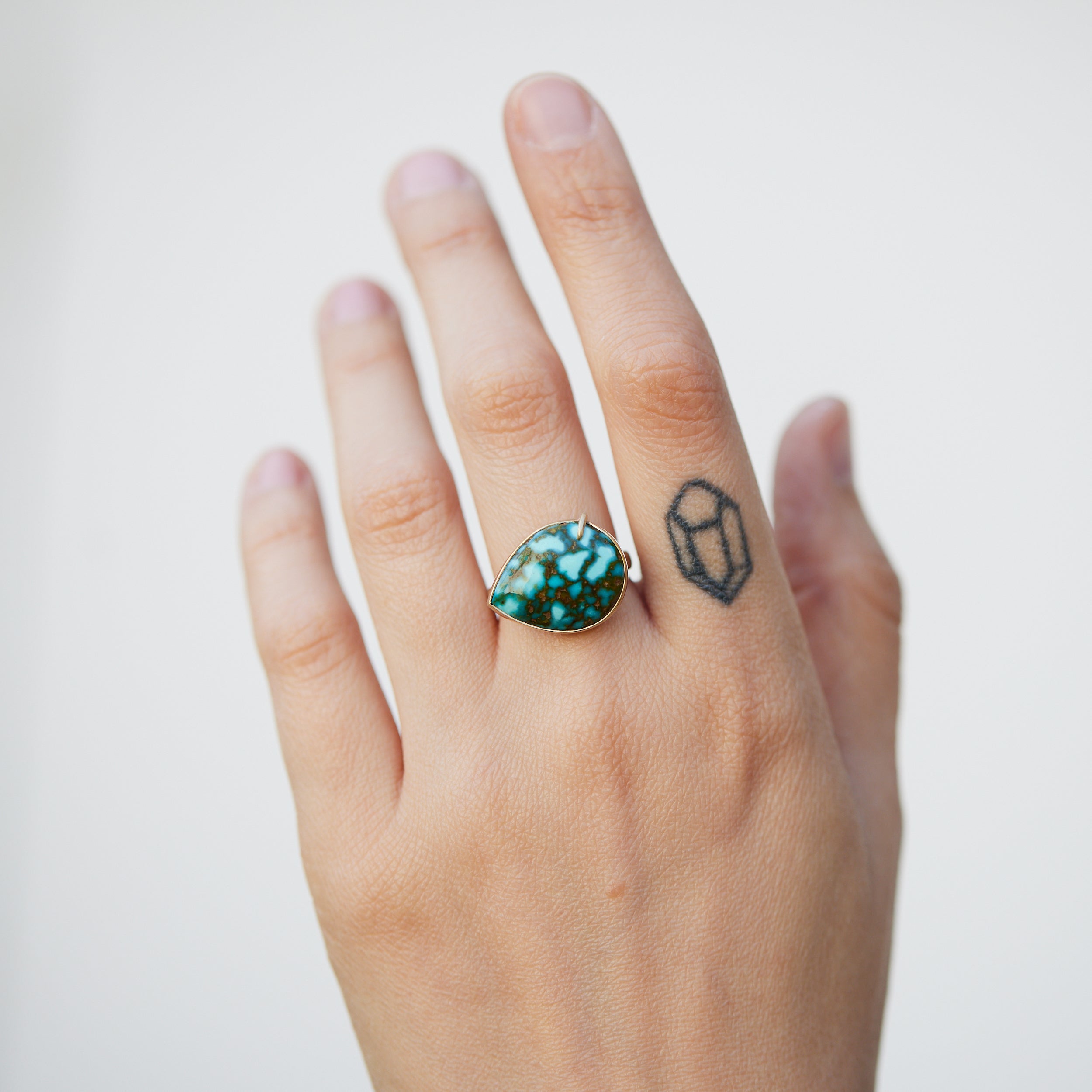 Turquoise gold vanity ring