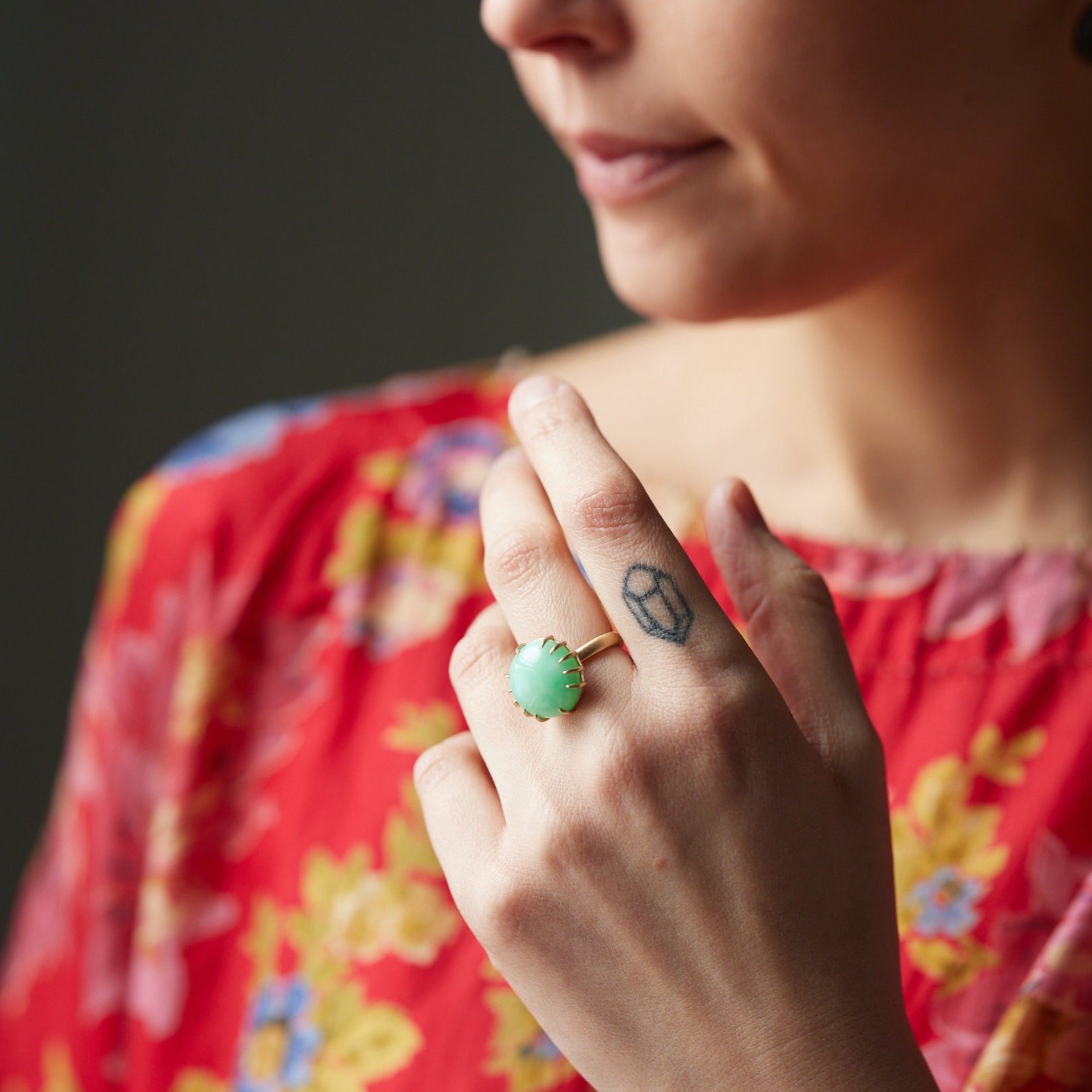 The Sound Of Green Chrysoprase Vanity Ring