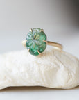 Carved emerald vanity ring by Hannah Blount