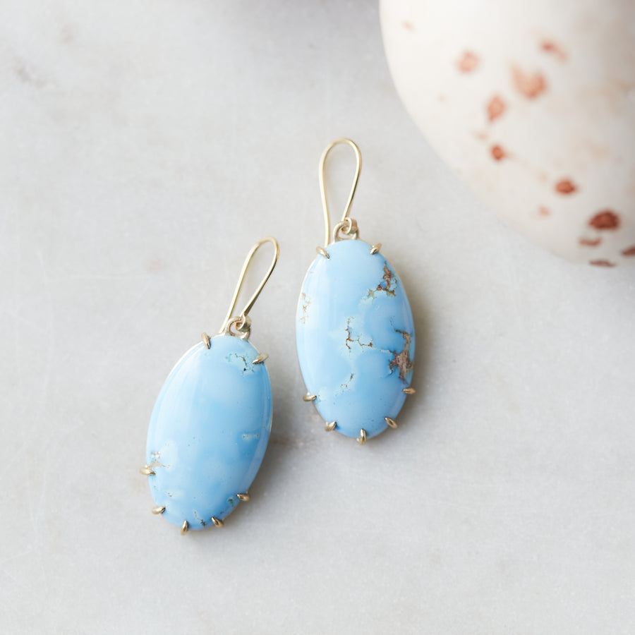 Turquoise vanity earrings gold by Hannah Blount