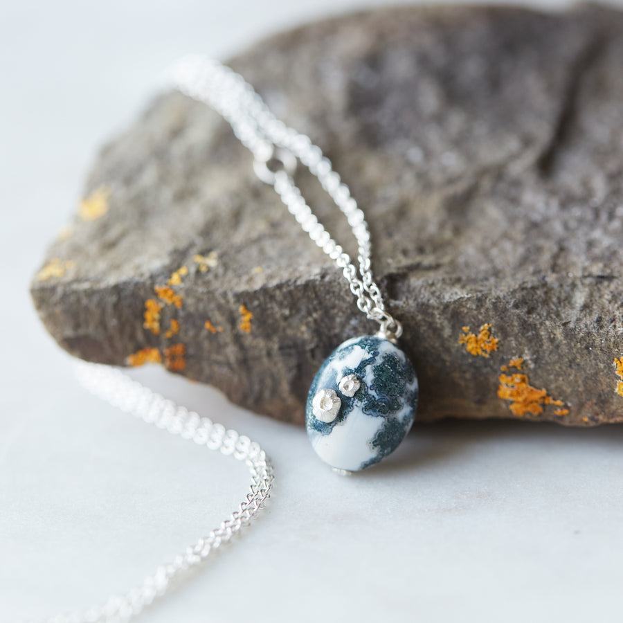 Opal necklace with silver barnacles by Hannah Blount