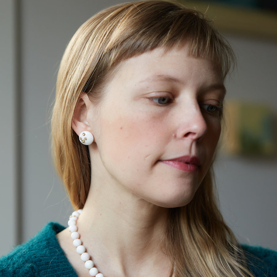 Coral stud earrings by Hannah Blount