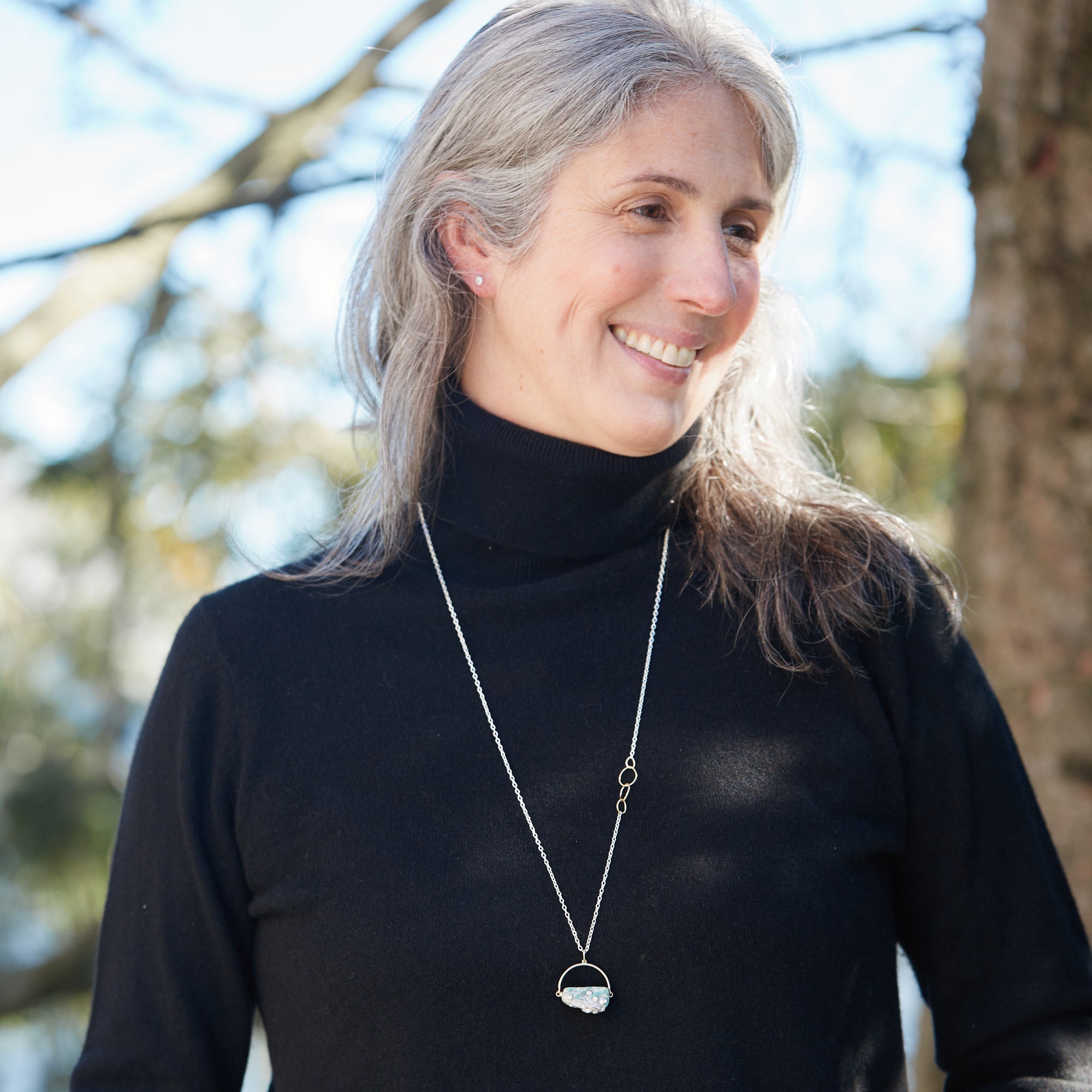 Raw opal barnacle necklace by Hannah Blount