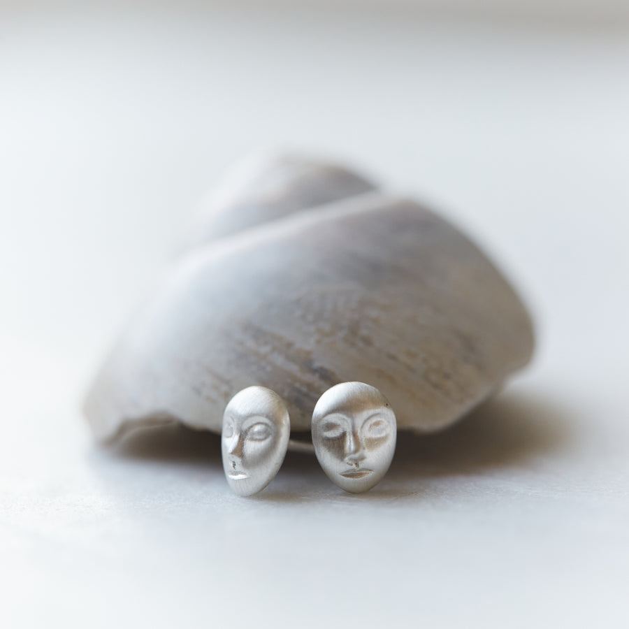 Silver cameo studs by Hannah Blount