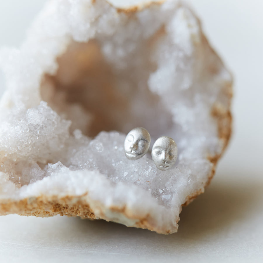 silver cameo studs (tiny) by Hannah Blount