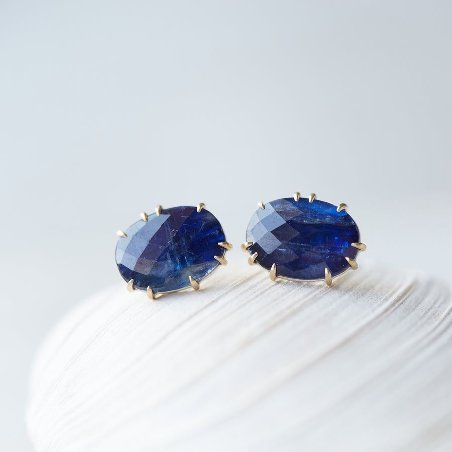 Blue Kyanite stud earrings by Hannah Blount