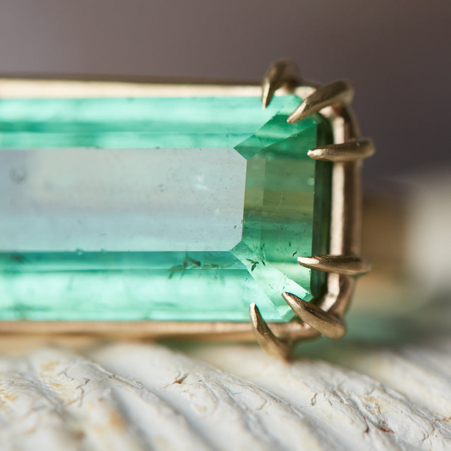 Green tourmaline gold ring by Hannah Blount
