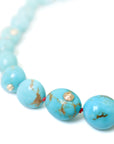 Kingman turquoise Ruthie B. necklace with red silk and gold clasp by Hannah Blount