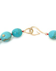 Kingman turquoise Ruthie B. necklace with red silk and gold clasp by Hannah Blount