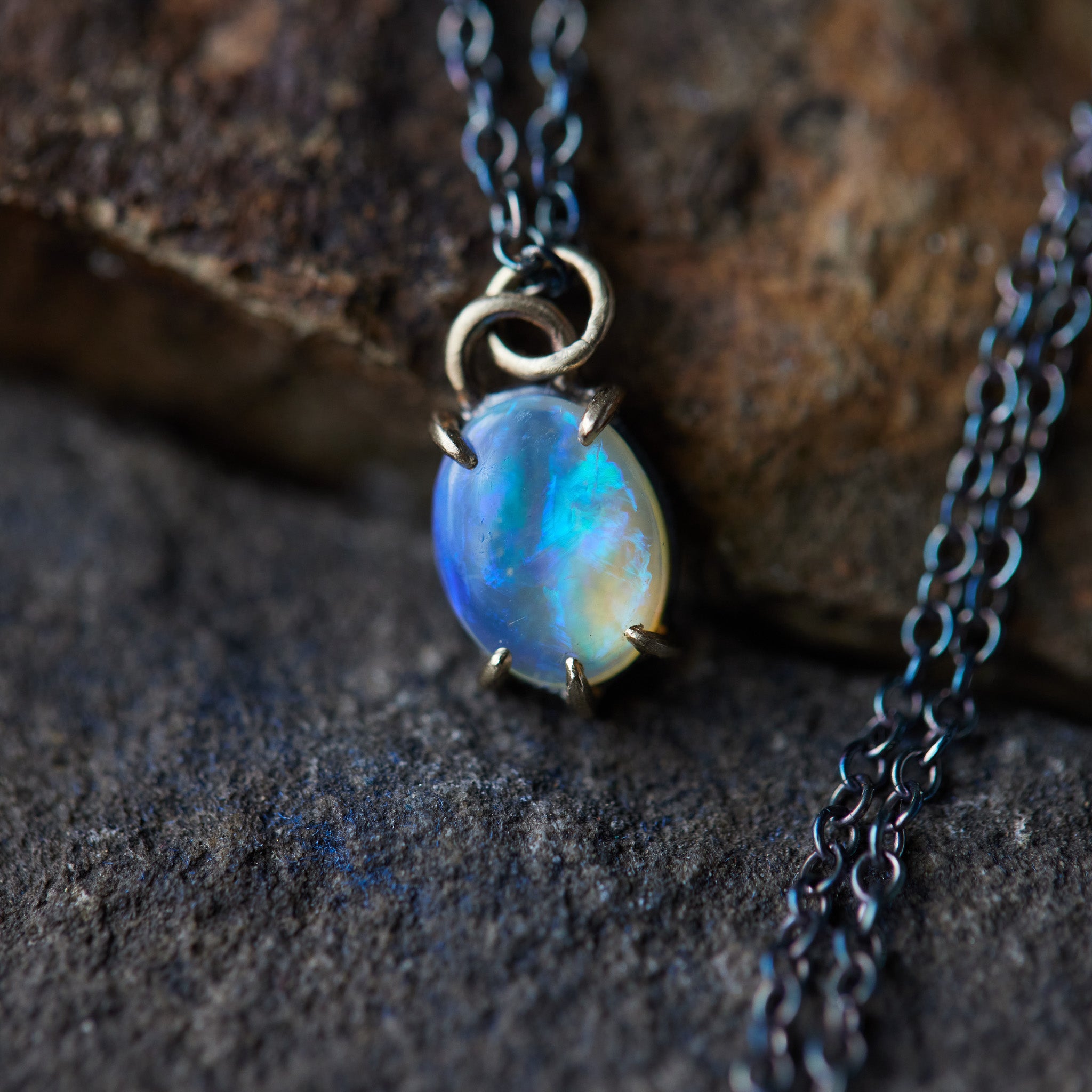 Coober Pedy opal necklace handmade by Hannah Bount Jewelry